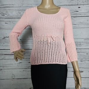 Vintage Knits Landing Pointelle Knit 100% Cotton Sweater - Medium- Made in USA